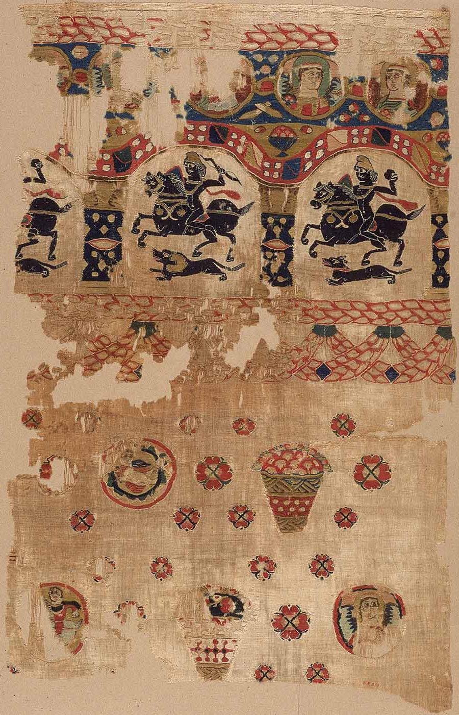 科普特绞刑残片，5世纪，埃及.inen, wool; plain weave, tapestry-weave; 40 15/16 in by 24 13/16 in